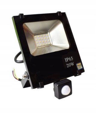 Naświetlacz halogen LED 20W 6500K z czujnikiem PIR IP65