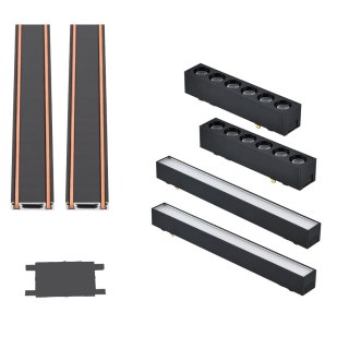 Oświetlenie szynowe magnetyczne 2x SZYNA 1m + 2x6W lampa + 2x20W lampa liniowa + złączka neutralne światło
