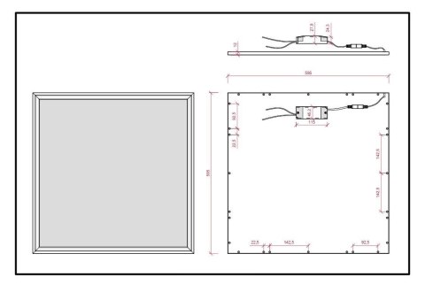 Panel podtynkowy kwadratowy na sufit plafon sufitowy led 60x60 48W 6500K kąt świecenia 180° solidny