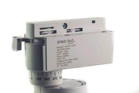 Reflektor LED lampa szynowa biała 10W 1 fazowa 4000K 1000lm kąt świecenia 30°