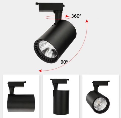 Reflektor LED szynowy lampa szynowa 30W 1 fazowa 3000K czarna