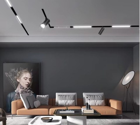 Reflektor Spot Szynowy Magnetyczny LED 12W 4000K 48V Czarny - Nowoczesne Oświetlenie