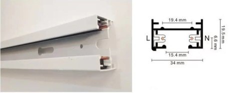 Szyna 1 fazowa biała szynoprzewód 2mb listwa szynowa do lamp + zasilanie zaślepka