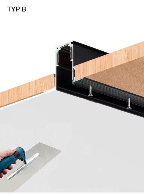 Szyna magnetyczna szynoprzewód wpuszczana podtynkowa listwa typu B pod sufit karton gips 48V 1m