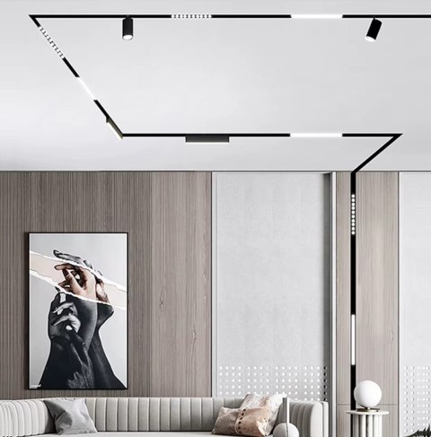 Szyna magnetyczna szynoprzewód wpuszczana podtynkowa listwa typu B pod sufit karton gips 48V 1m