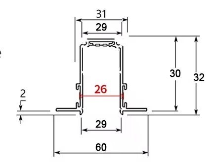 Szyna magnetyczna szynoprzewód wpuszczana podtynkowa listwa typu B pod sufit karton gips 48V 2m