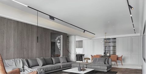 Szyna magnetyczna szynoprzewód wpuszczana podtynkowa listwa typu B pod sufit karton gips 48V 2m