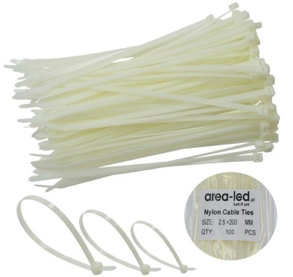 Trytytki opaski zasiskowe kablowe zipy białe 100 szt 2,5x200
