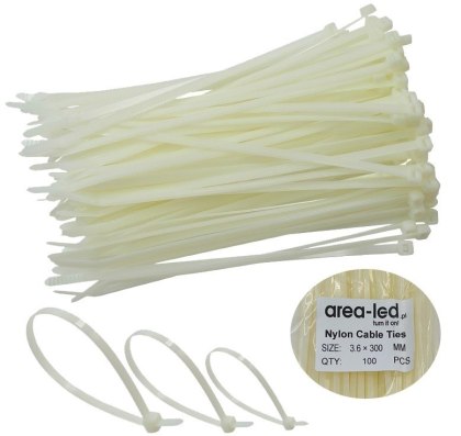 Trytytki opaski zasiskowe kablowe zipy białe 100 szt 3,6x300