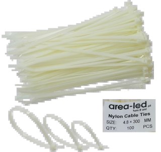 Trytytki opaski zasiskowe kablowe zipy białe 100 szt 4,8x300