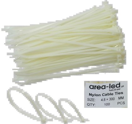 Trytytki opaski zasiskowe kablowe zipy białe 100 szt 4,8x300