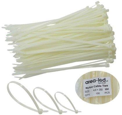 Trytytki opaski zasiskowe kablowe zipy białe 100 szt 4,8x350