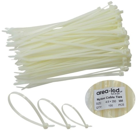 Trytytki opaski zasiskowe kablowe zipy białe 100 szt 4,8x350