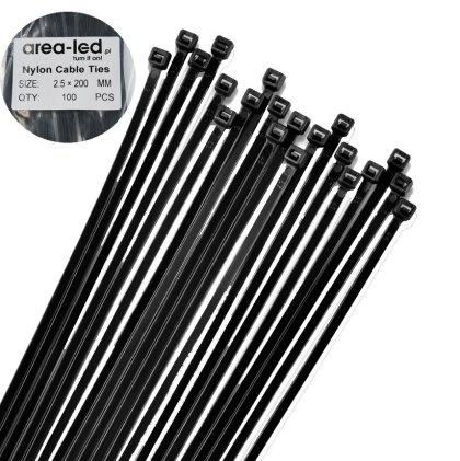 Trytytki opaski zasiskowe kablowe zipy czarne 100 szt 2,5x200