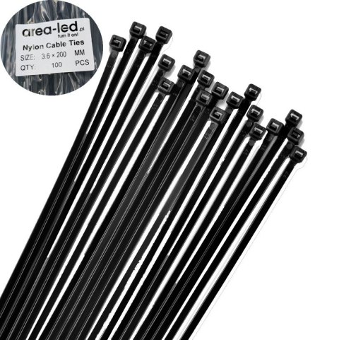 Trytytki opaski zasiskowe kablowe zipy czarne 100 szt 3,6x200