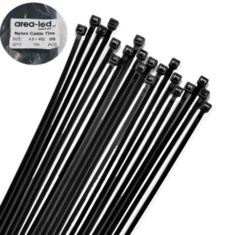 Trytytki opaski zasiskowe kablowe zipy czarne 100 szt 4,8x400