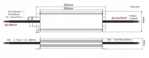 ZASILACZ 12V 300W WODOODPORNY HERMETYCZNY LPH300W SLIM
