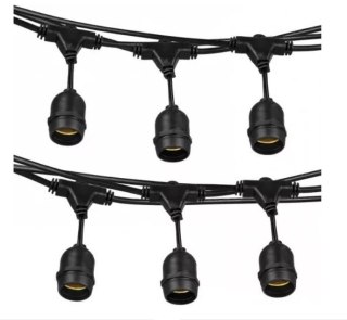 Zestaw girlanda ogrodowa 15m 15pkt + żarówka vintage retro Edison Filament LED 1W ST45 E27 2800K