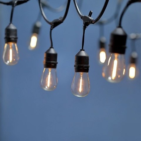 Zestaw girlanda ogrodowa 15m 15pkt + żarówka vintage retro Edison Filament LED 1W ST45 E27 2800K