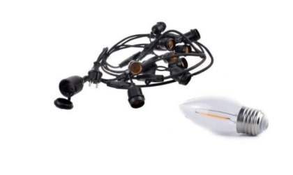 Zestaw girlanda ogrodowa 20m 40pkt + 40szt żarówka 1W C350 E27 2700K barwa ciepła biała