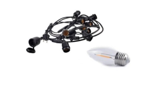 Zestaw girlanda ogrodowa 20m 40pkt + 40szt żarówka 1W C350 E27 2700K barwa ciepła biała