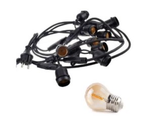 Zestaw girlanda ogrodowa 20m 40pkt + 40szt żarówka 1W G45 E27 2300K ciepła amber