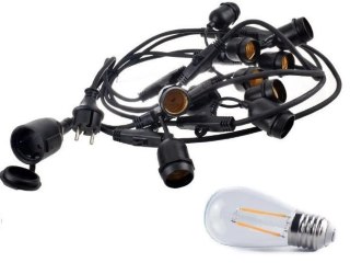 Girlanda ogrodowa świetlna łańcuch led taras ogródek 20m 40pkt 40szt 2W ST45 E27 2800K barwa ciepła