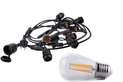 Girlanda ogrodowa świetlna na taras balkon 20 metrowa z żarówkami 20m 40pkt 40szt 4W 2800K komplet