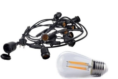 Girlanda ogrodowa świetlna na taras balkon 20 metrowa z żarówkami 20m 40pkt 40szt 4W 2800K komplet