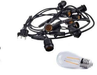 Zestaw girlanda ogrodowa żarówkowa 15m 15pkt + 15 szt żarówka vintage Edison LED 2W ST45 E27 4000K