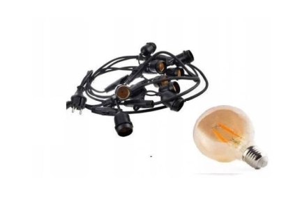 Zestaw girlanda ogrodowa żarówkowa 15m 15pkt + 15 szt żarówka vintage retro Edison Filament LED 4W G80 E27 2300K