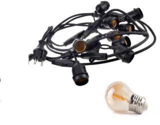 Zestaw girlanda ogrodowa żarówkowa 15m 15pkt + 15szt żarówka vintage Edison LED 1W G45 E27 2300K