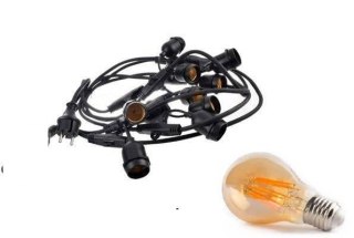 Zestaw girlanda ogrodowa żarówkowa 15m 15pkt + 15szt żarówka vintage retro Edison Filament LED 8W A60 E27 2300K