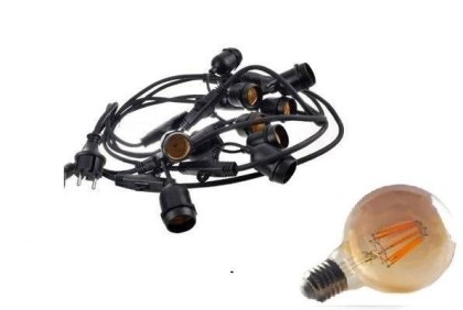 Zestaw girlanda ogrodowa żarówkowa 15m 15pkt + 15szt żarówka vintage retro Edison Filament LED 8W G80 E27 2300K