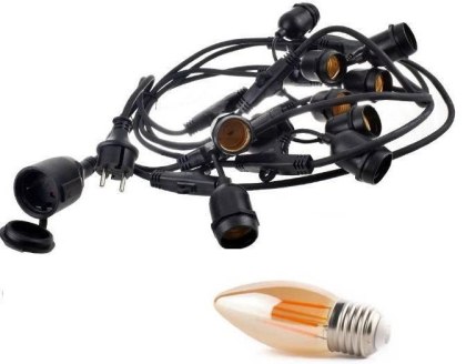 Zestaw girlanda ogrodowa żarówkowa 20m 20pkt + 20szt żarówka LED C350 E27 2300K 4W