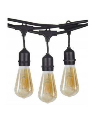 Zestaw girlanda ogrodowa żarówkowa 20m 20pkt + 20szt żarówka LED ST64 E27 Filament 2300K 8W