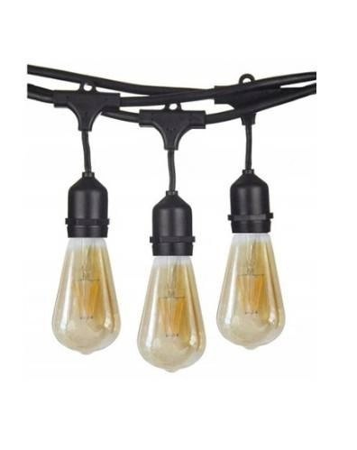 Zestaw girlanda ogrodowa żarówkowa 20m 20pkt + 20szt żarówka LED ST64 E27 Filament 2300K 8W