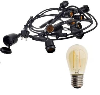 Zestaw girlanda ogrodowa żarówkowa 20m 20pkt + 20szt żarówka vintage retro Edison Filament LED 2W ST45 E27 2300K