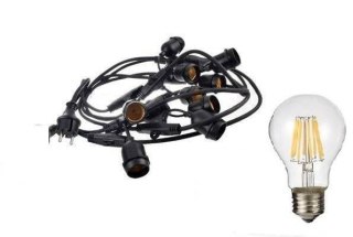 Zestaw girlanda ogrodowa żarówkowa 5m 5pkt + 5 szt żarówka vintage Edison LED 8W A60 E27 6000K