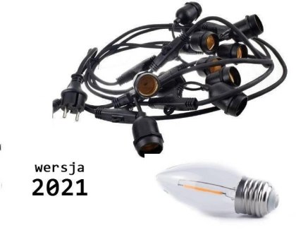 Zestaw girlanda ogrodowa żarówkowa 5m 5pkt + 5szt żarówka Edison LED 1W C350 E27 2700K