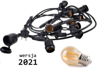 Zestaw girlanda ogrodowa żarówkowa 5m 5pkt+5szt żarówka Edison LED 2W G45 E27 2300K