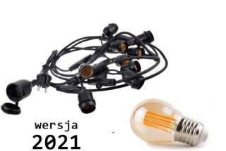 Zestaw girlanda ogrodowa żarówkowa 5m 5pkt+5szt żarówka Edison LED 4W G45 E27 2300K