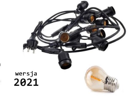 Zestaw girlanda ogrodowa żarówkowa 5m 5pkt + 5szt żarówka vintage Edison LED 1W G45 E27 2300K