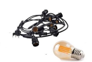 Zestaw girlanda ogrodowa żarówkowa 5m 5pkt + 5szt żarówka vintage Edison LED 4W G45 E27 2300K