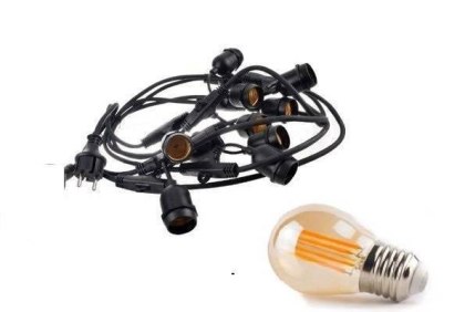 Zestaw girlanda ogrodowa żarówkowa 5m 5pkt + 5szt żarówka vintage Edison LED 4W G45 E27 2300K