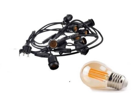 Zestaw girlanda ogrodowa żarówkowa 5m 5pkt + 5szt żarówka vintage Edison LED 4W G45 E27 2300K