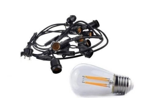Zestaw girlanda ogrodowa żarówkowa 5m 5pkt + 5szt żarówka vintage Edison LED 4W ST45 E27 2800K