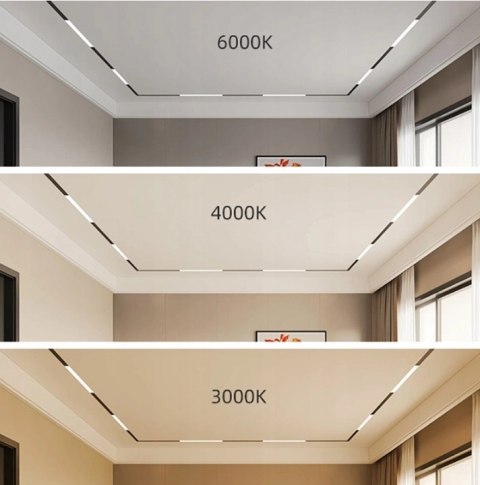 Lampa magnetyczna LED 20W 3000K szynowa liniowa czarna 48V ciepła barwa