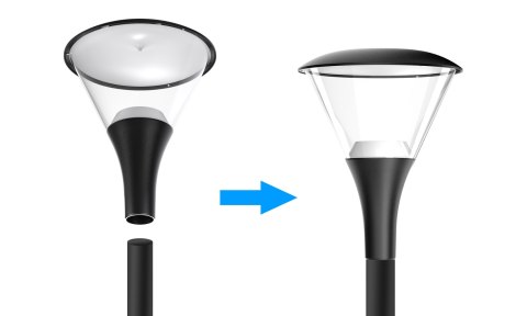 Lampa parkowa latarnia uliczna czarna LED 60W 5000K 6000lm ściemnialna 3w1