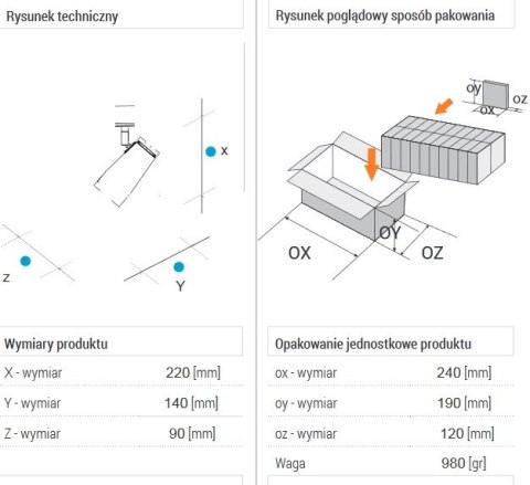 Reflektor LED szynowy lampa szynowa 30W 1 faza 4500K 3550lm kąt świecenia 30° dioda COB